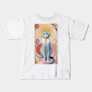 Hilma af Klint's Colorful Cat Dreamscape: Abstract Whimsy Kids T-Shirt